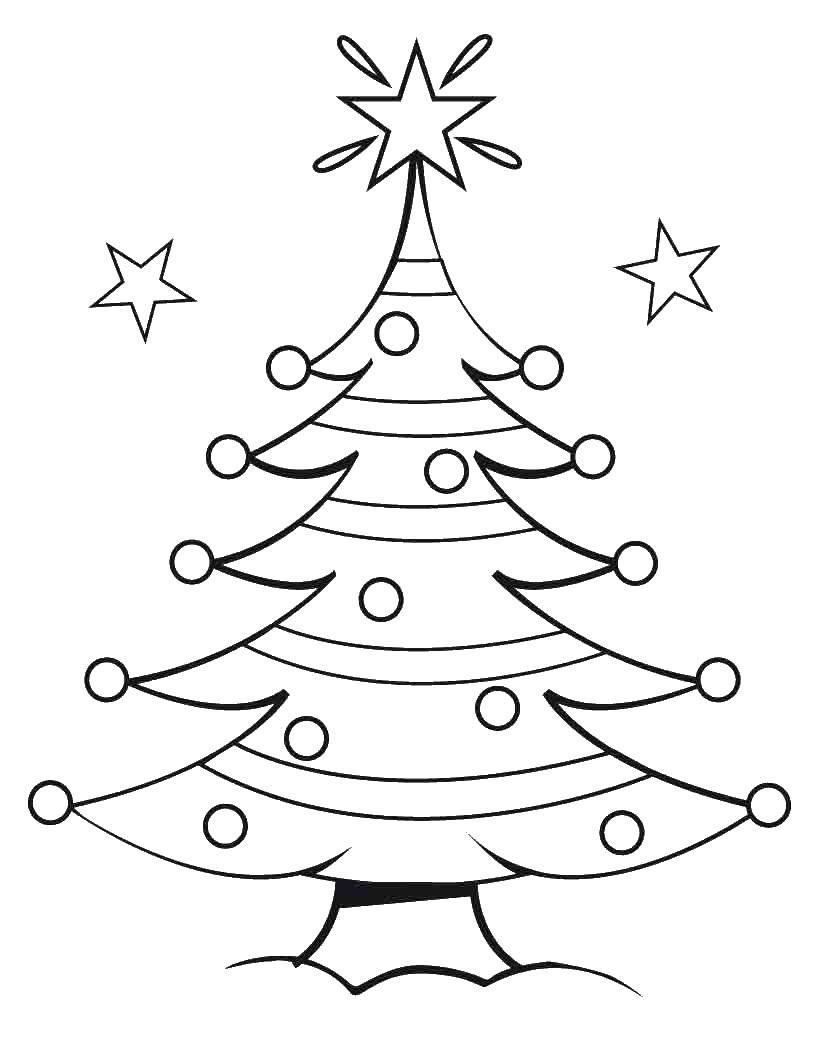 Название: Раскраска Контур елки со звездами. Категория: раскраски елки. Теги: елка.