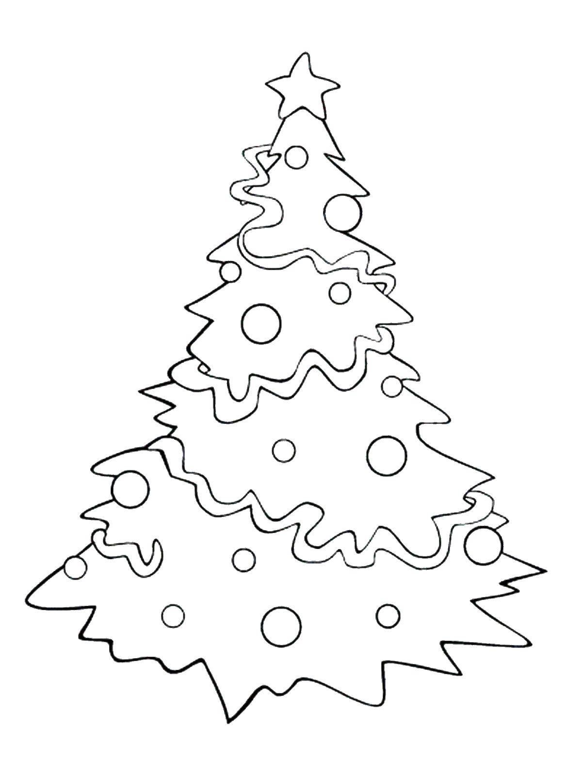 Coloring Beautiful tree with garlands. Category coloring Christmas tree. Tags:  tree.
