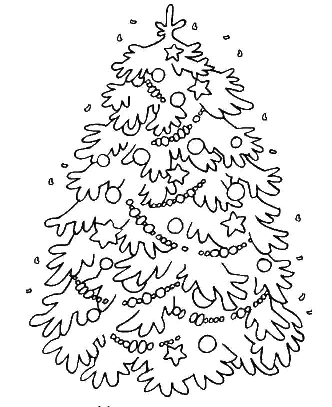 Название: Раскраска Пушистая елка с игрушками. Категория: раскраски елки. Теги: елка.