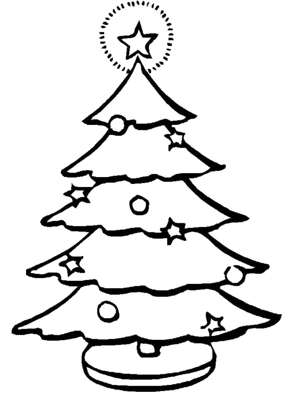 Название: Раскраска Украшенная елка на новый год. Категория: раскраски елки. Теги: елка.