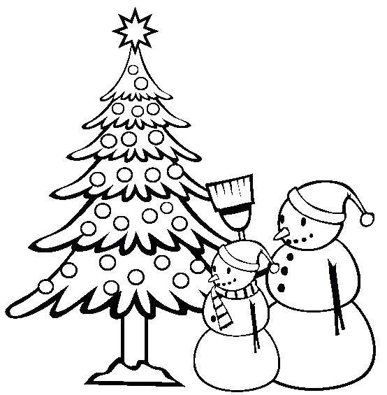 Название: Раскраска Высокая елка. новый год и снеговики. Категория: раскраски елки. Теги: елка.