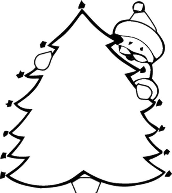 Название: Раскраска Дед мороз с ёлочкой. Категория: раскраски елки. Теги: Новый Год, ёлка, подарки, игрушки.