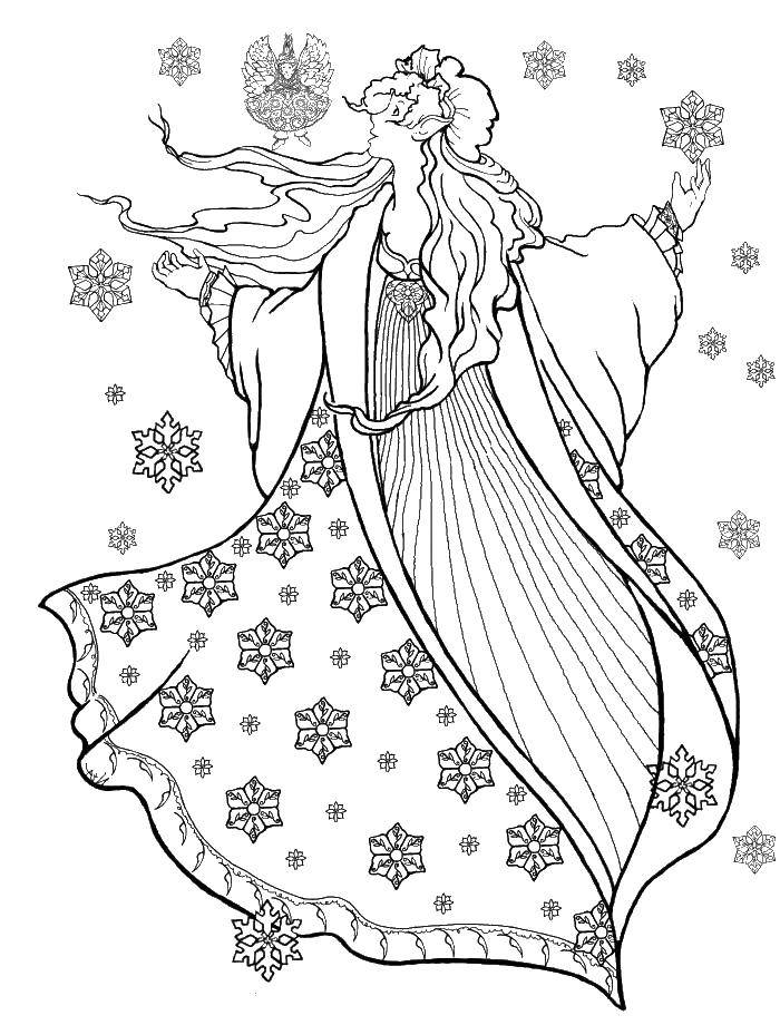 Coloring Fairy snowflake. Category winter. Tags:  fairy.