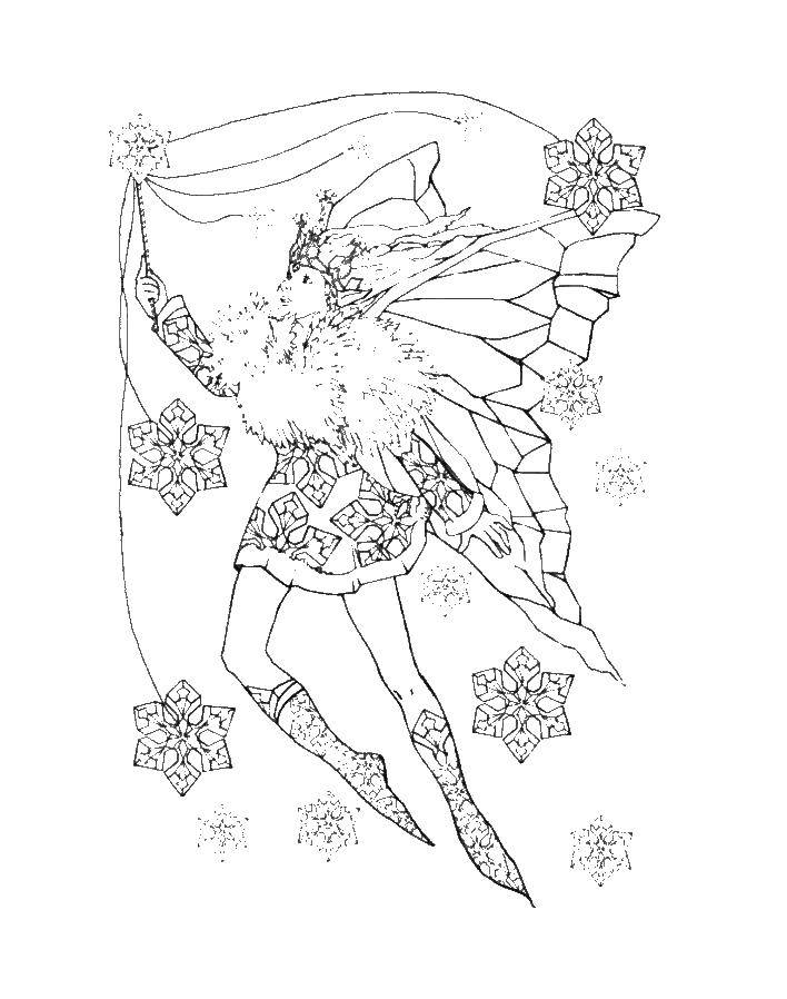 Coloring Fairy of snowflakes. Category winter. Tags:  Snowflake.