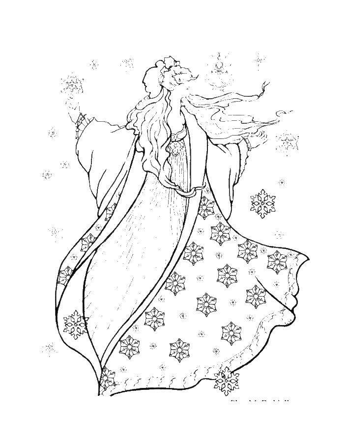 Название: Раскраска Фея снежинок. Категория: зима. Теги: фея.