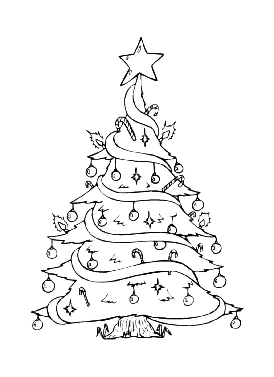 Coloring A real Christmas tree. Category coloring Christmas tree. Tags:  New Year, tree, gifts, toys.