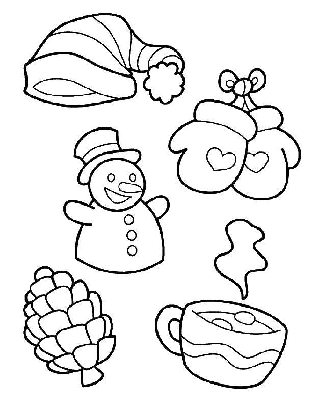 Coloring Christmas items. Category winter. Tags:  new year, snowman.
