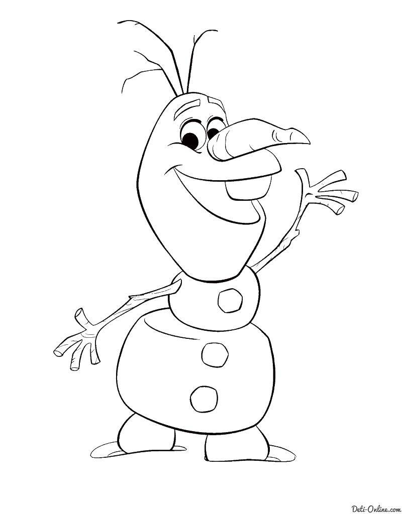 Название: Раскраска Олаф снеговик. Категория: Персонаж из мультфильма. Теги: олаф, снеговик, холодное сердце.