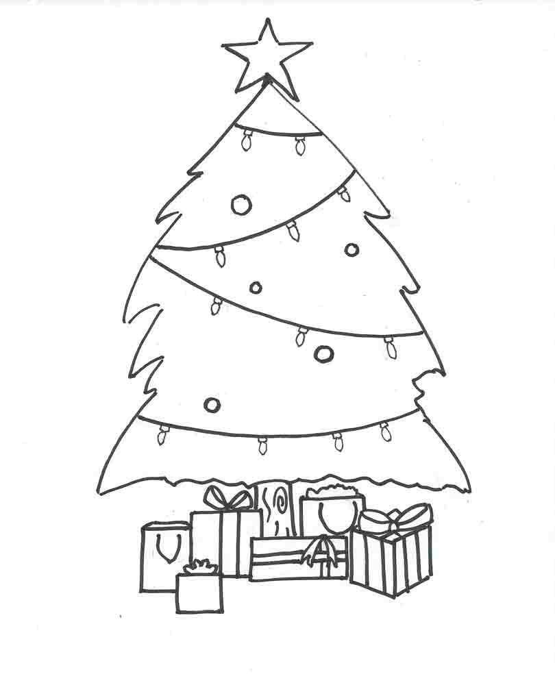 Coloring Gifts under the Christmas tree. Category new year. Tags:  New Year, tree, gifts, toys.