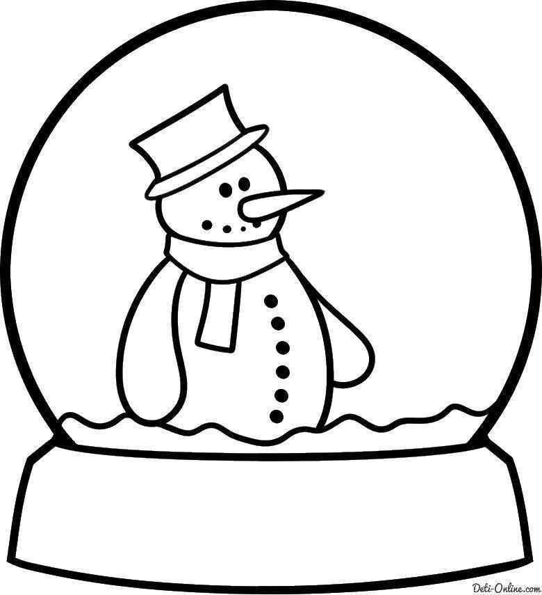 Coloring Snowman. Category Coloring pages for kids. Tags:  snow globe, snowman.