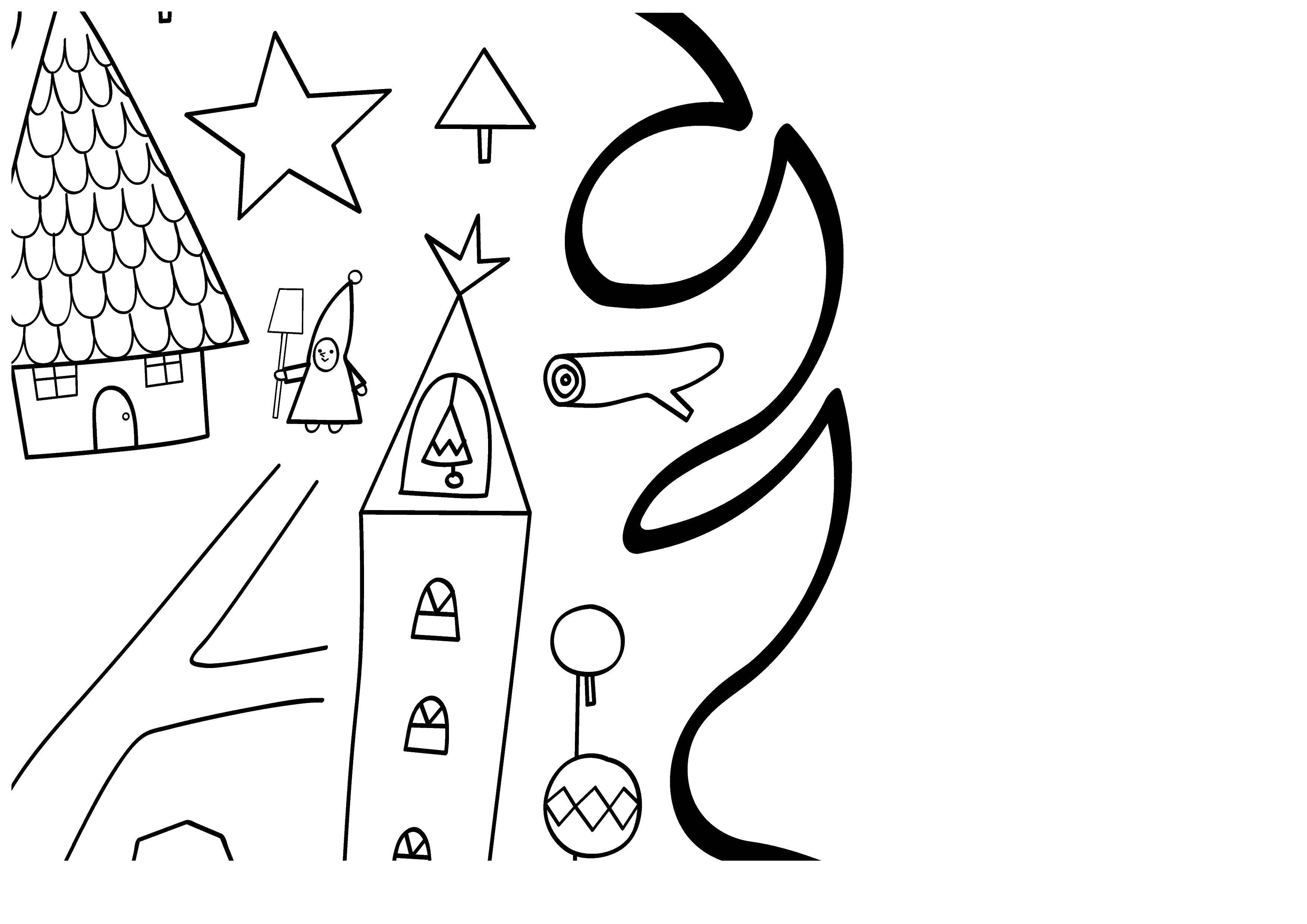 Coloring Star. Category Coloring pages for kids. Tags:  star, house, bell tower.