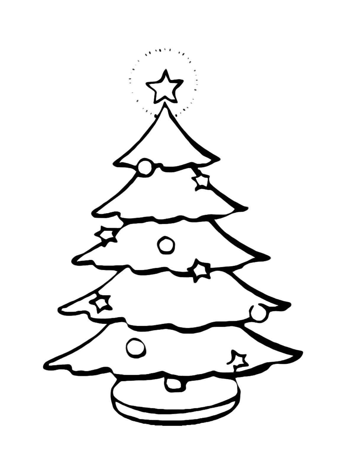 Coloring Asterisk glows. Category coloring Christmas tree. Tags:  New Year, tree, gifts, toys.