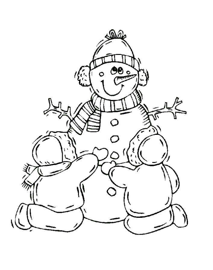 Название: Раскраска Детки лепят снеговичка. Категория: снеговик. Теги: Снеговик, снег, веселье, дети.