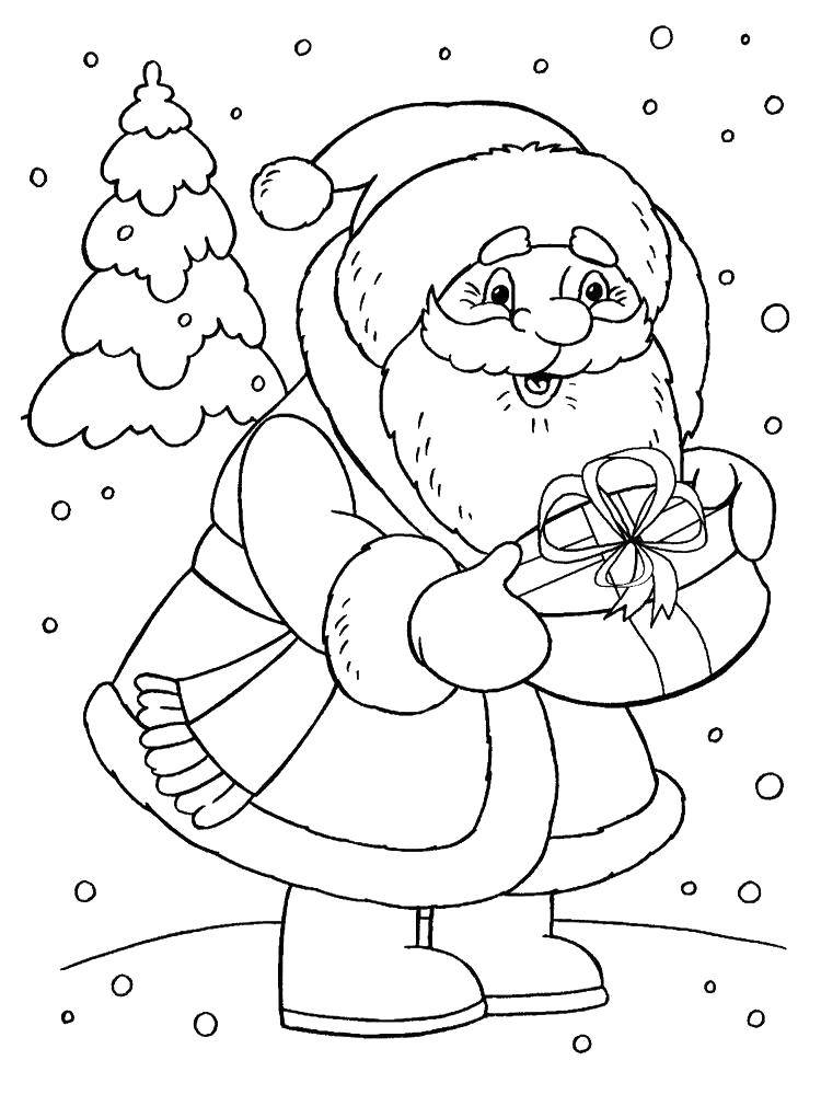 Название: Раскраска Подарочек от деда мороза. Категория: дед мороз. Теги: Новый Год, Дед Мороз, Санта Клаус, подарки.