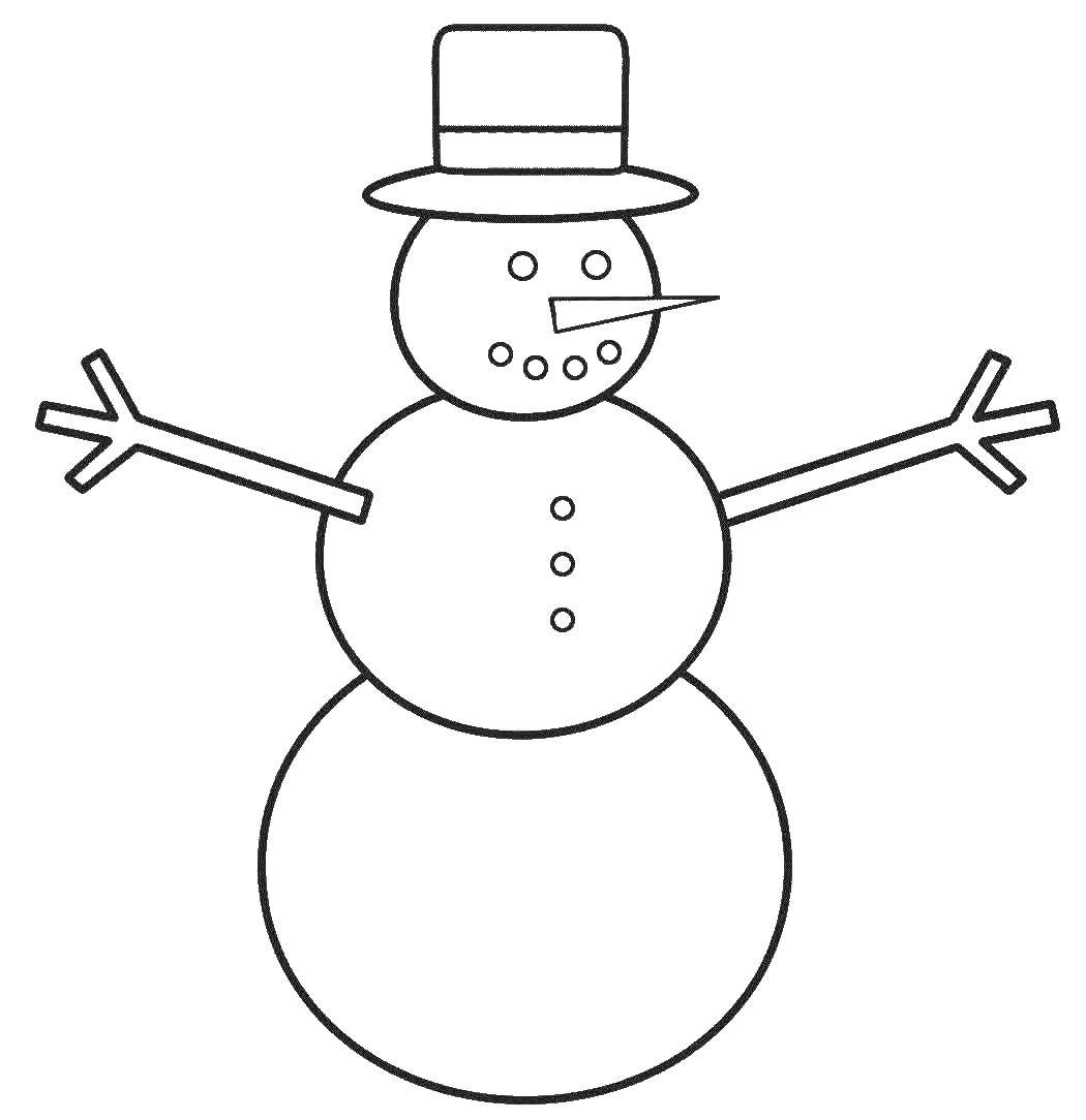 Название: Раскраска Снеговичок. Категория: снеговик. Теги: Снеговик, снег, зима.