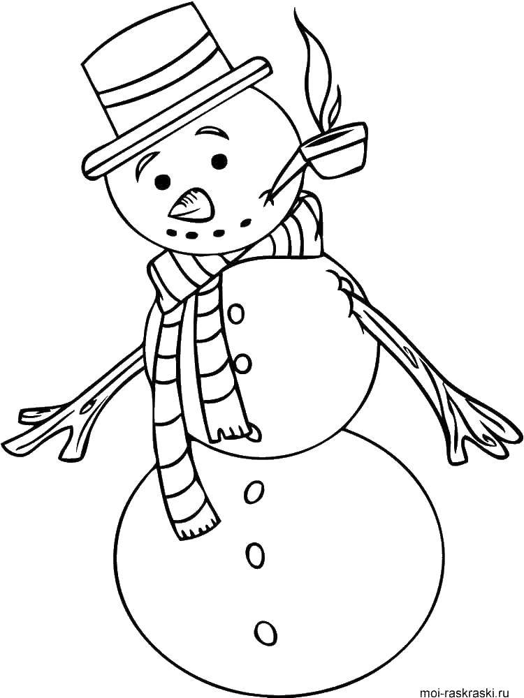 Название: Раскраска Снеговик трубочка. Категория: раскраски. Теги: снеговик, трубка.