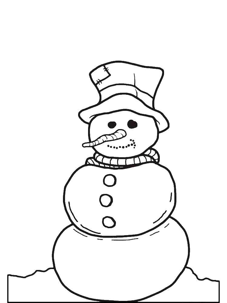 Название: Раскраска Зимний снеговик. Категория: снеговик. Теги: Снеговик, снег, зима.