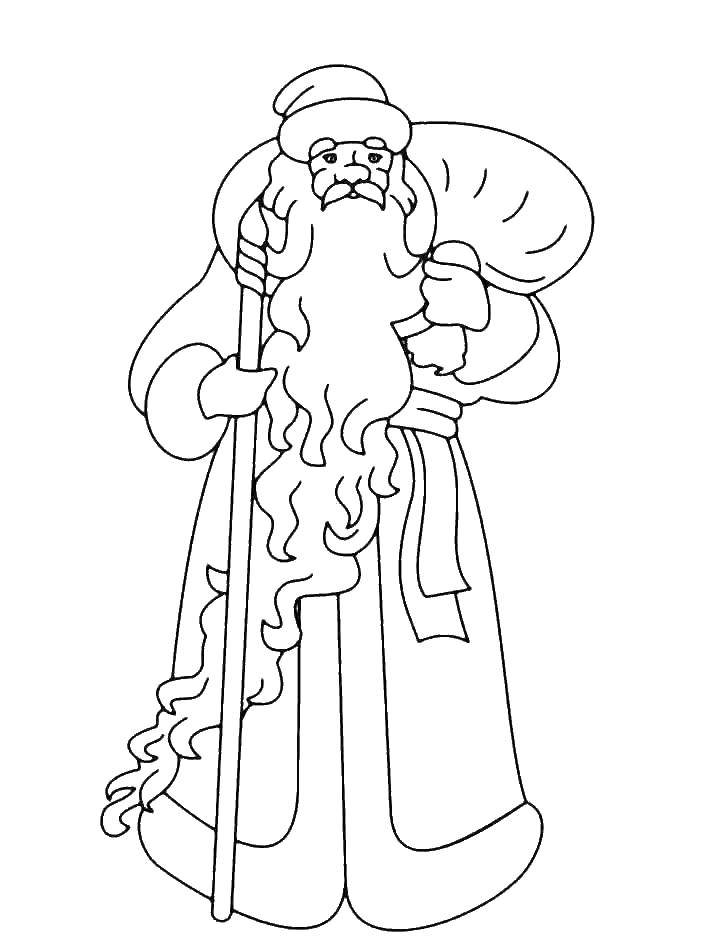 Coloring Santa Claus and gifts. Category Cartoon character. Tags:  Santa Claus, beard.