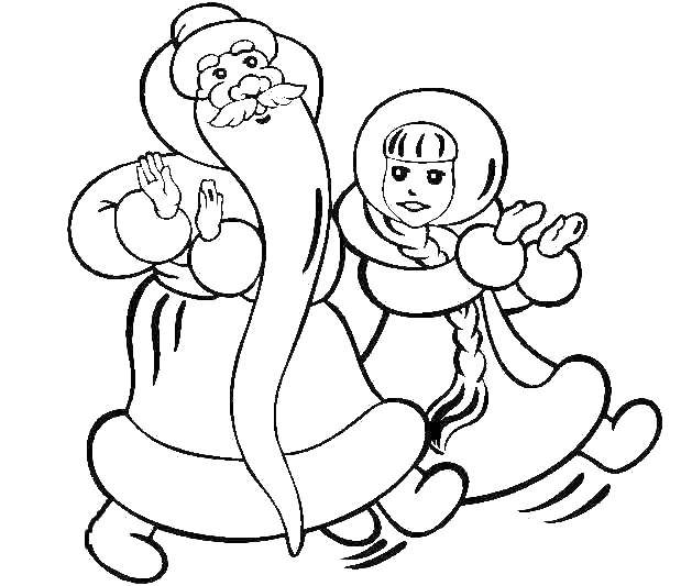 Coloring Grandfather frost and snow maiden. Category The characters from fairy tales. Tags:  grandfather frost, snow maiden.