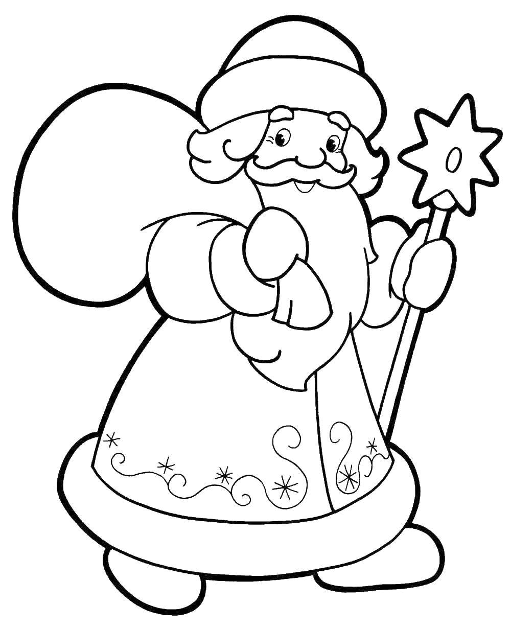 Coloring Santa Claus carries the gifts. Category Santa Claus. Tags:  New Year, Santa Claus, Santa Claus, gifts.