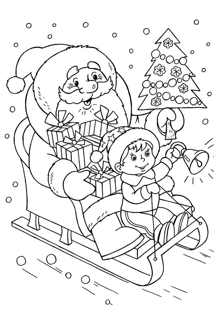 Название: Раскраска Дед мороз пришёл дарить подарки. Категория: дед мороз. Теги: Новый Год, Дед Мороз, Санта Клаус, подарки.