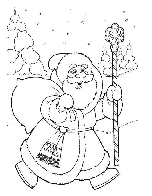 Название: Раскраска Дед мороз пришёл дарить подарки. Категория: дед мороз. Теги: Новый Год, Дед Мороз, Санта Клаус, подарки.
