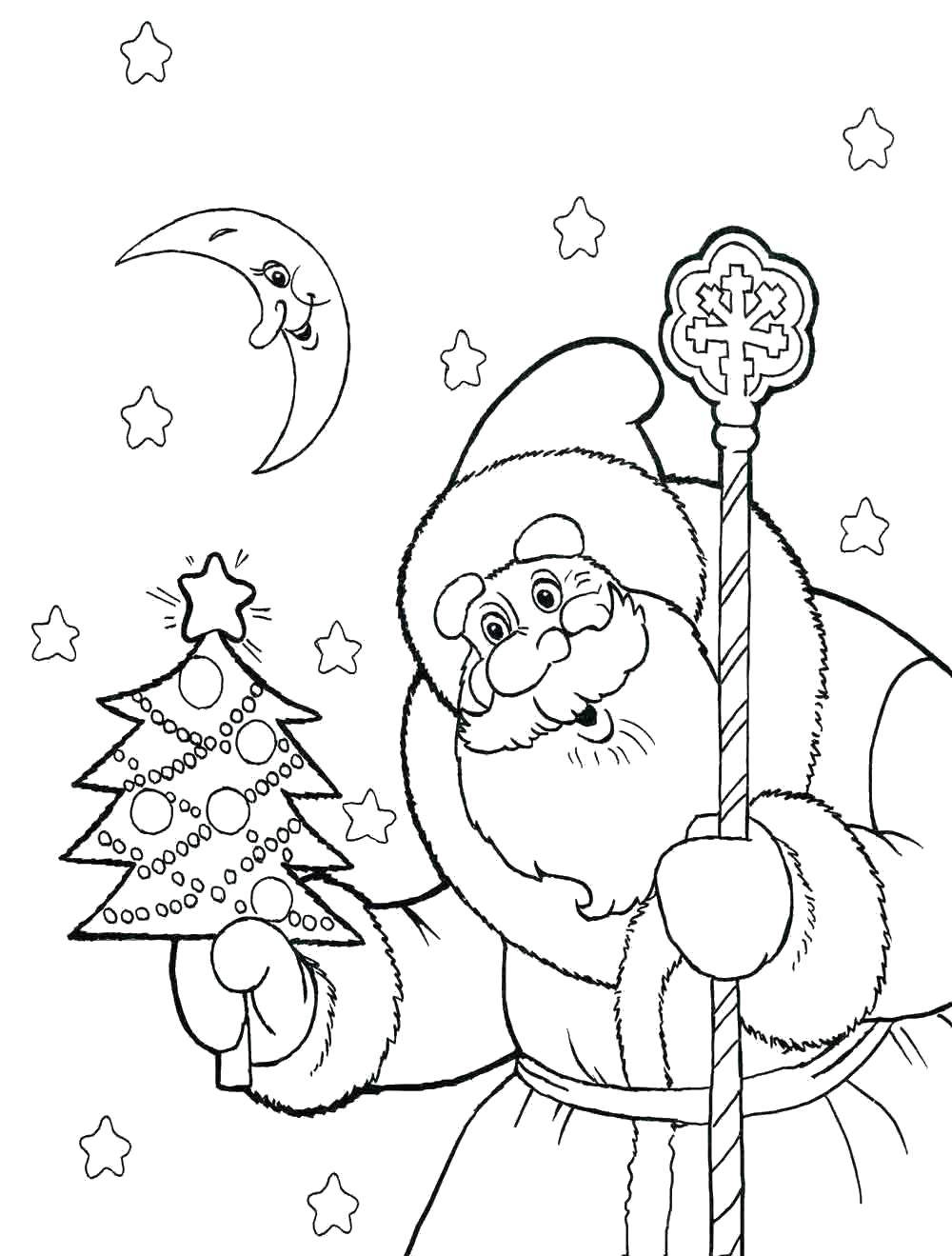 Название: Раскраска Дед мороз с ёлочкой. Категория: новый год. Теги: Новый Год, Дед Мороз.