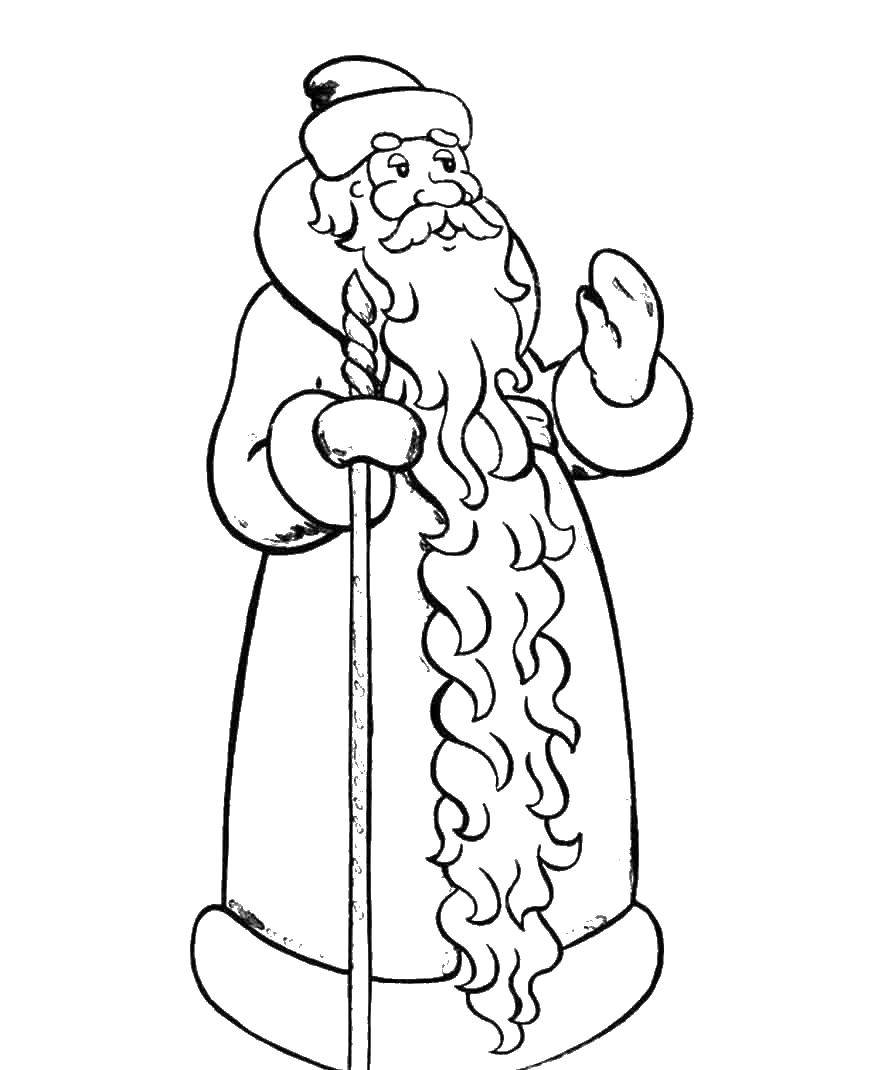 Название: Раскраска Дед мороз. Категория: Персонаж из мультфильма. Теги: дед мороз, трость.