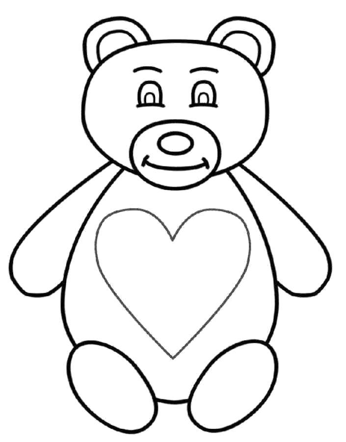 Название: Раскраска Игрушка медвежонок. Категория: игрушка. Теги: Игрушка, медведь, сердечко.