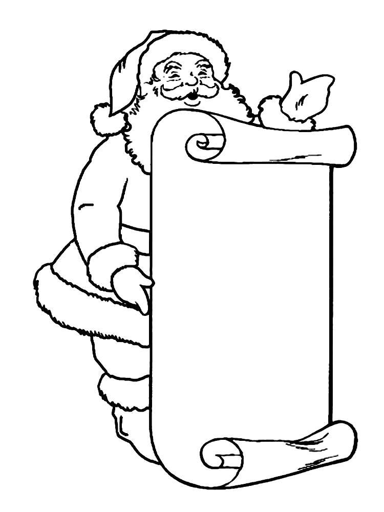 Название: Раскраска Санта клаус читает пожелания детей. Категория: дед мороз. Теги: Новый Год, Дед Мороз, Санта Клаус, подарки.