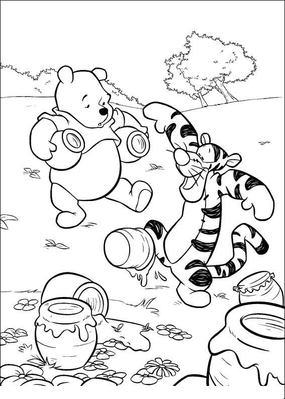 Coloring Winnie the Pooh and tiger. Category Disney cartoons. Tags:  Disney, Winnie The Pooh.
