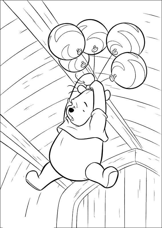 Coloring Winnie the Pooh with balloons. Category Cartoon character. Tags:  Disney, Winnie The Pooh.