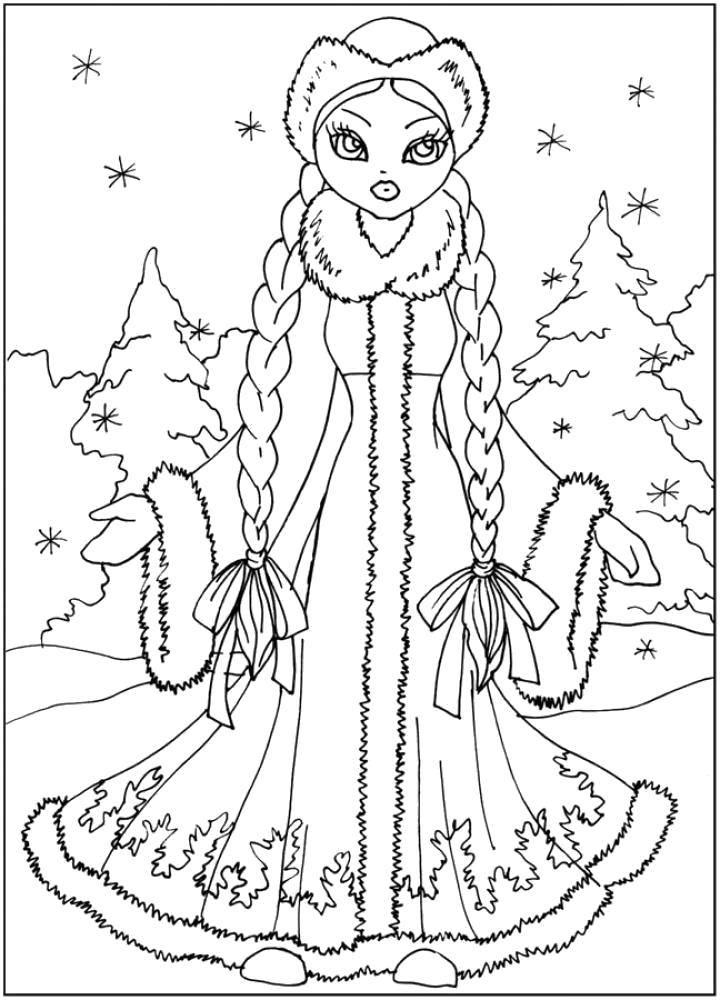 Название: Раскраска Красавица снегурочка. Категория: снегурочка. Теги: Снегурочка, зима, Новый Год.