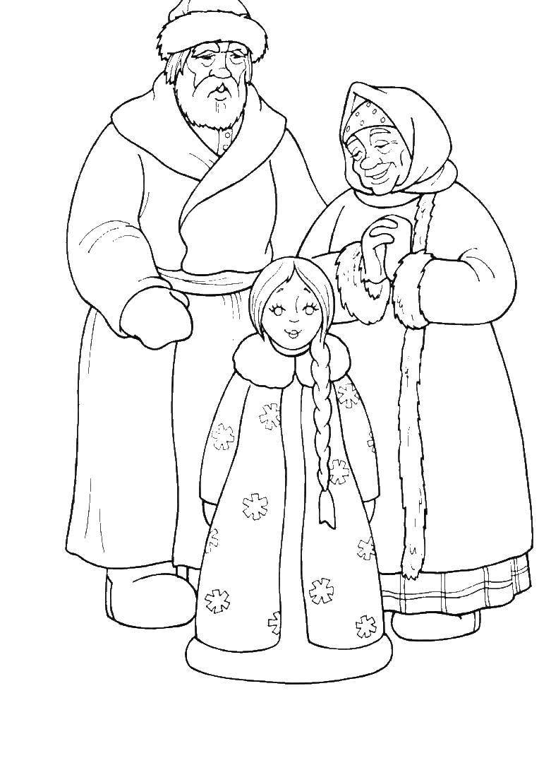 Coloring Little snow maiden. Category maiden. Tags:  Snow maiden, winter, New Year.