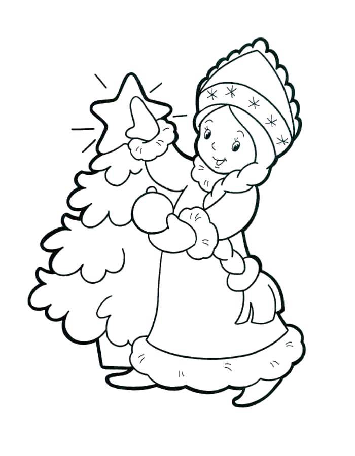 Coloring Snow maiden with Christmas tree. Category maiden. Tags:  Snow maiden, winter, New Year.