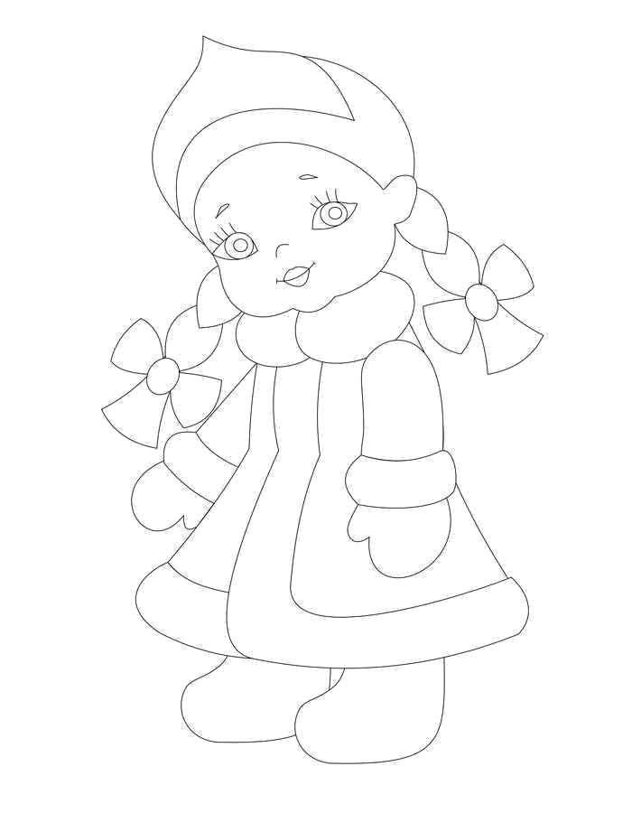 Coloring Maiden. Category simple coloring. Tags:  Snow maiden, winter, New Year.