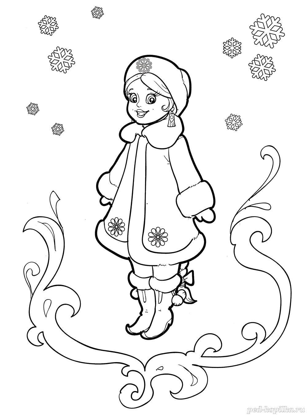 Coloring Winter maiden. Category maiden. Tags:  Snow maiden, winter, New Year.