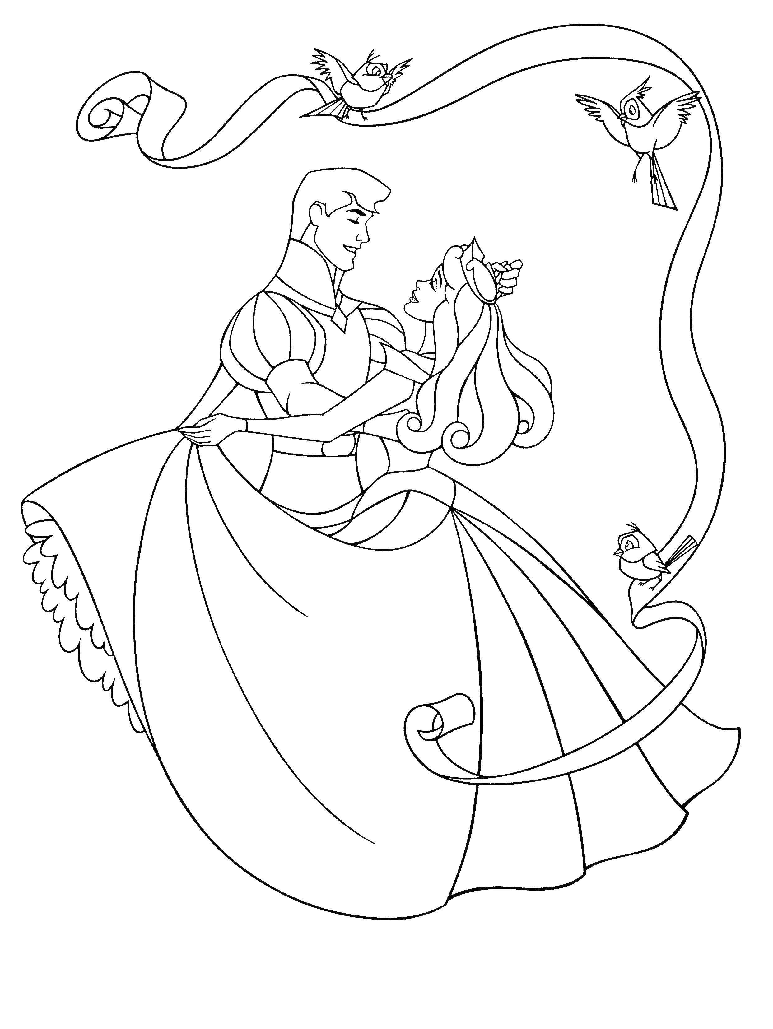 Coloring Aurora and Phillip. Category sleeping beauty. Tags:  Disney, Sleeping beauty.