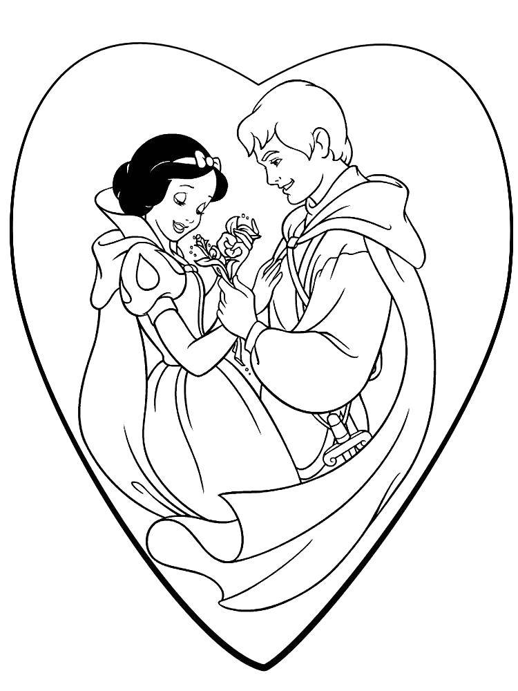 Coloring Snow white with Prince. Category Disney coloring pages. Tags:  Disney, Snow White.