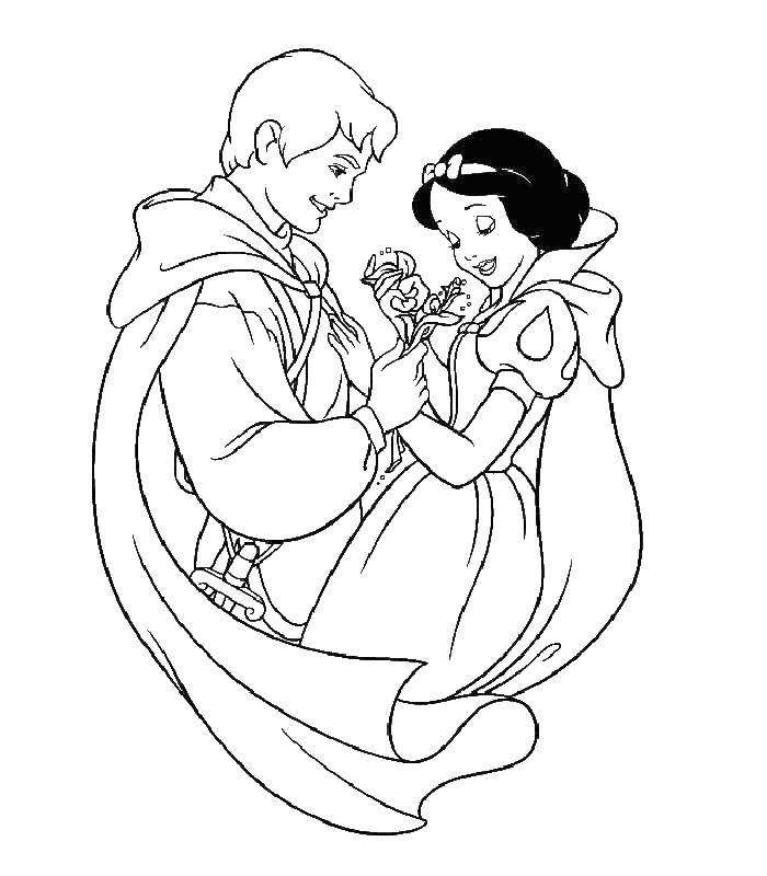 Coloring Snow white with Prince. Category snow white. Tags:  Disney, Snow White.