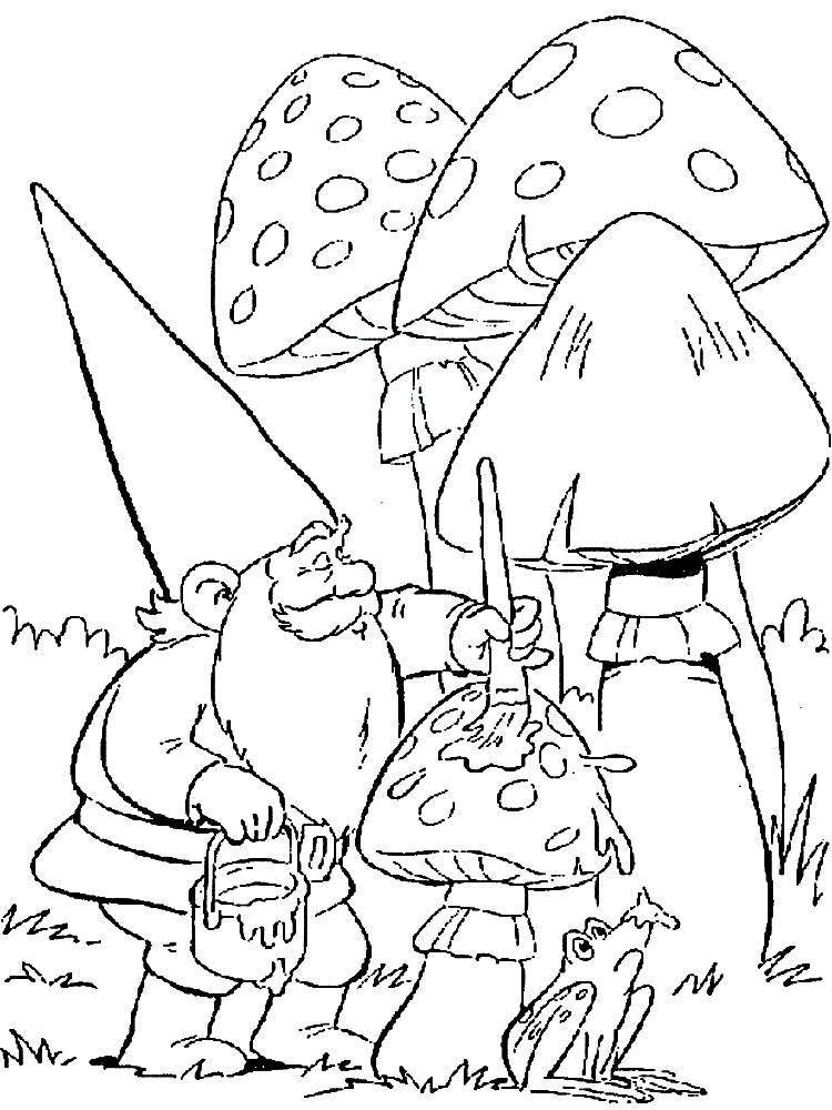 Coloring Crayon colors mushrooms. Category gnomes. Tags:  Dwarf, mushroom.