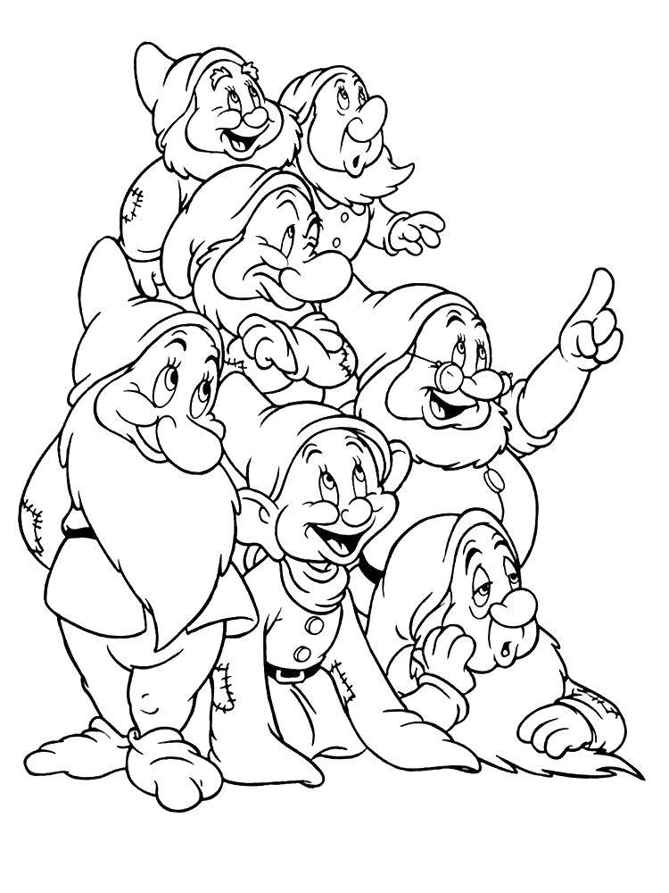 Coloring The seven dwarfs. Category gnomes. Tags:  Dwarf, Snow White.
