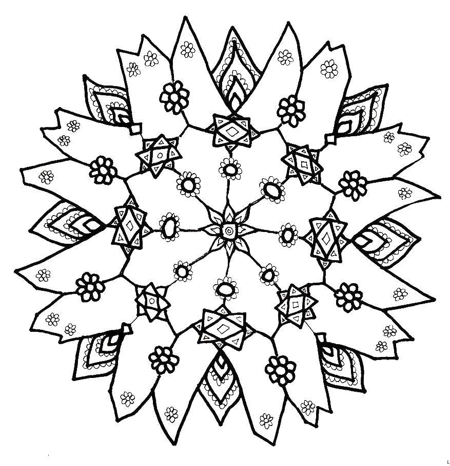 Coloring Beautiful snowflake. Category winter. Tags:  snowflake.