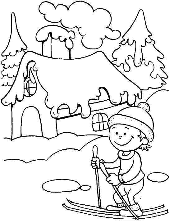 Coloring Boy skiing. Category People. Tags:  skiing, boy.
