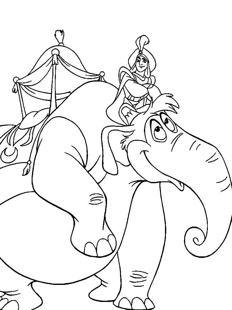 Coloring Aladdin on the elephant. Category Aladdin. Tags:  Disney, Aladdin, Jasmine.