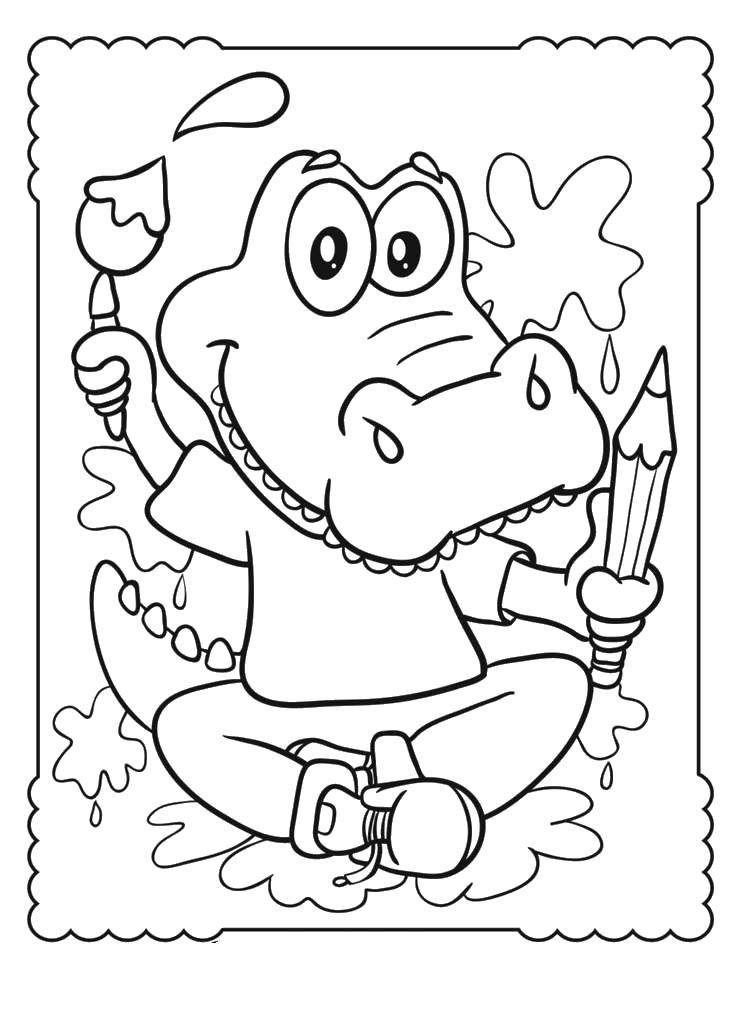 Coloring Crocodile paint. Category little ones. Tags:  Animals, crocodile.