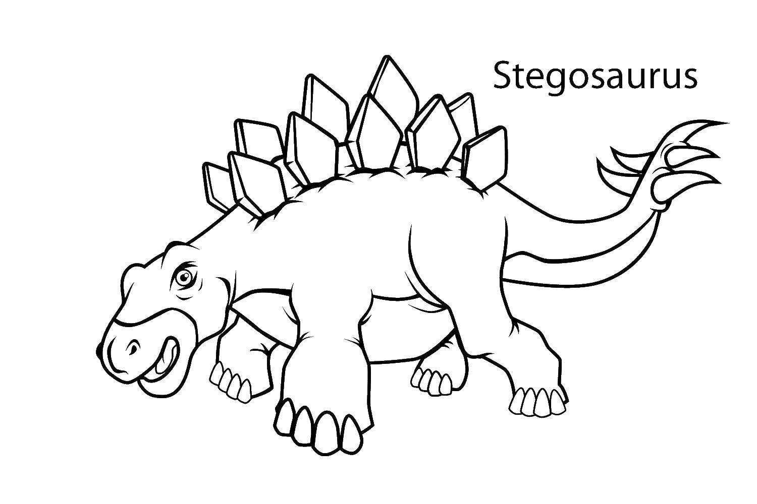 Название: Раскраска Травоядный стегозавр. Категория: динозавр. Теги: Динозавры, Стегозавр.