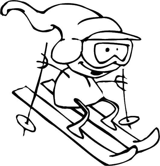 Название: Раскраска Девочка на лыжах. Категория: зима. Теги: лыжи, девочка, зима, .