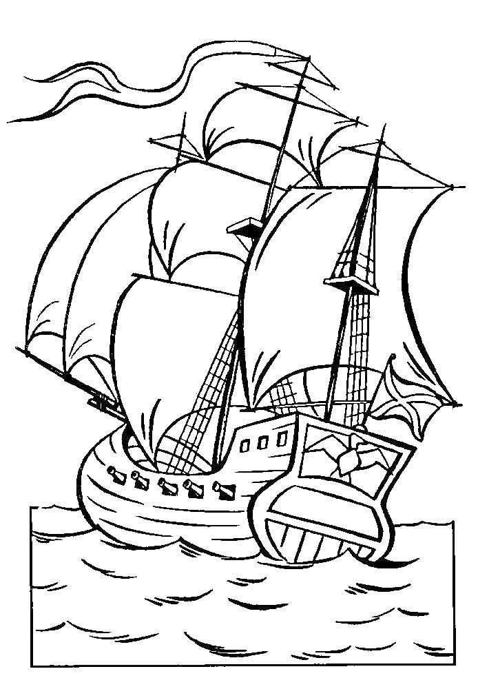 Coloring A ship at sea. Category The pirates. Tags:  Pirate, ship, sail.