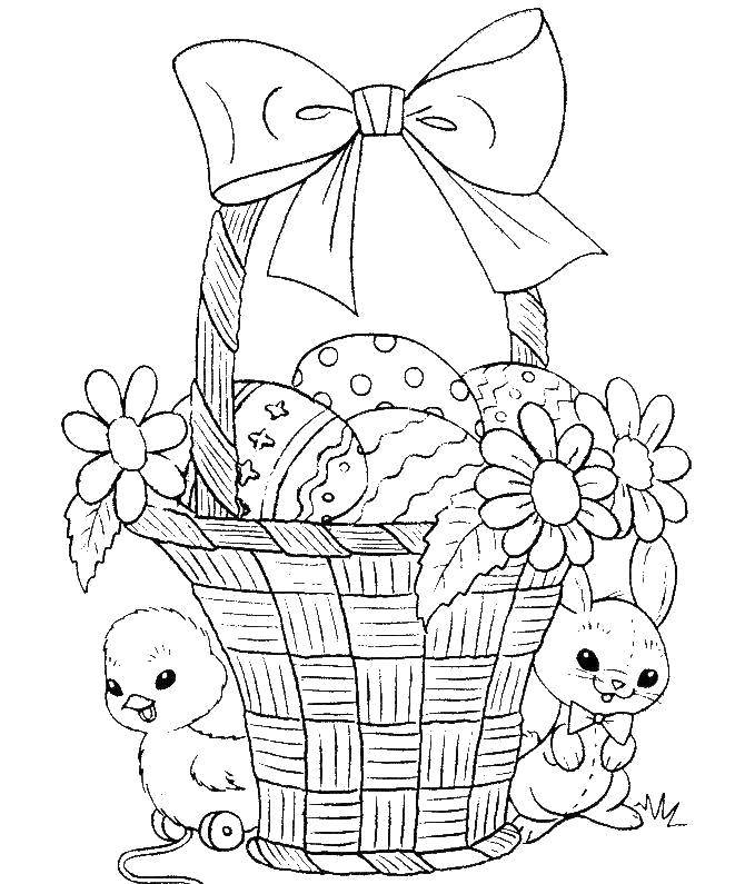 Coloring Basket with Easter eggs. Category coloring Easter. Tags:  Easter, eggs, patterns, Bunny.